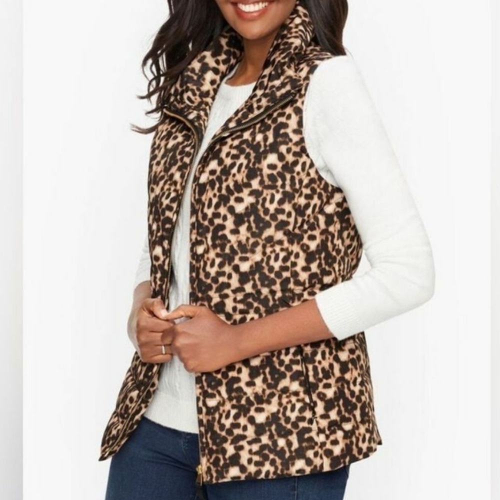 Talbots Leopard Print Down Filled Puffer Vest Pac… - image 6